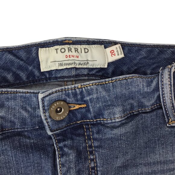 torrid Denim Shorts Jean Stretch Blue Size 20 Embroidered Short Floral - Picture 5 of 7
